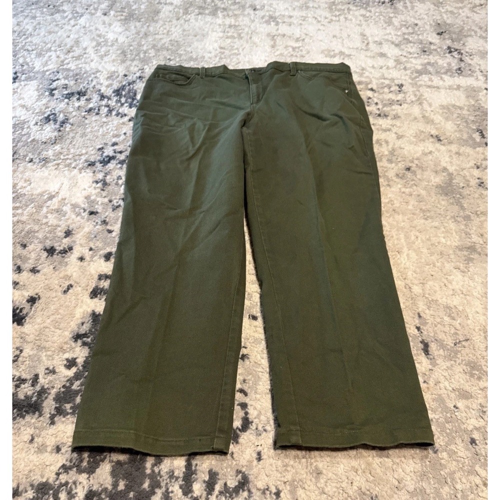 Gloria Vanderbilt Amanda Ankle Cropped Women's Size 16W Green Twill